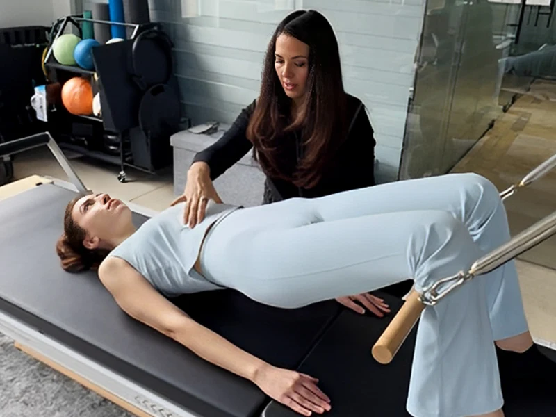 Pelvic floor physical therapist consulting with a patient